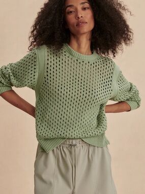 Varley Hains Knit Crew Sweater Snow Sage NWT S